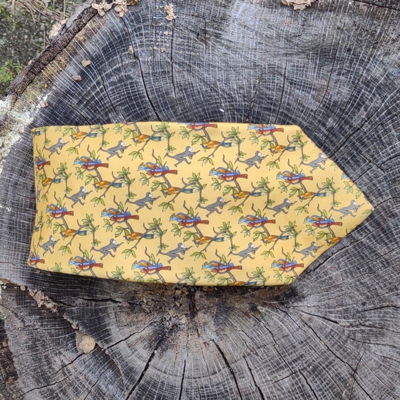 Beaufort Tie Rack vintage monkey and parrot print tie - Picture 1 of 4